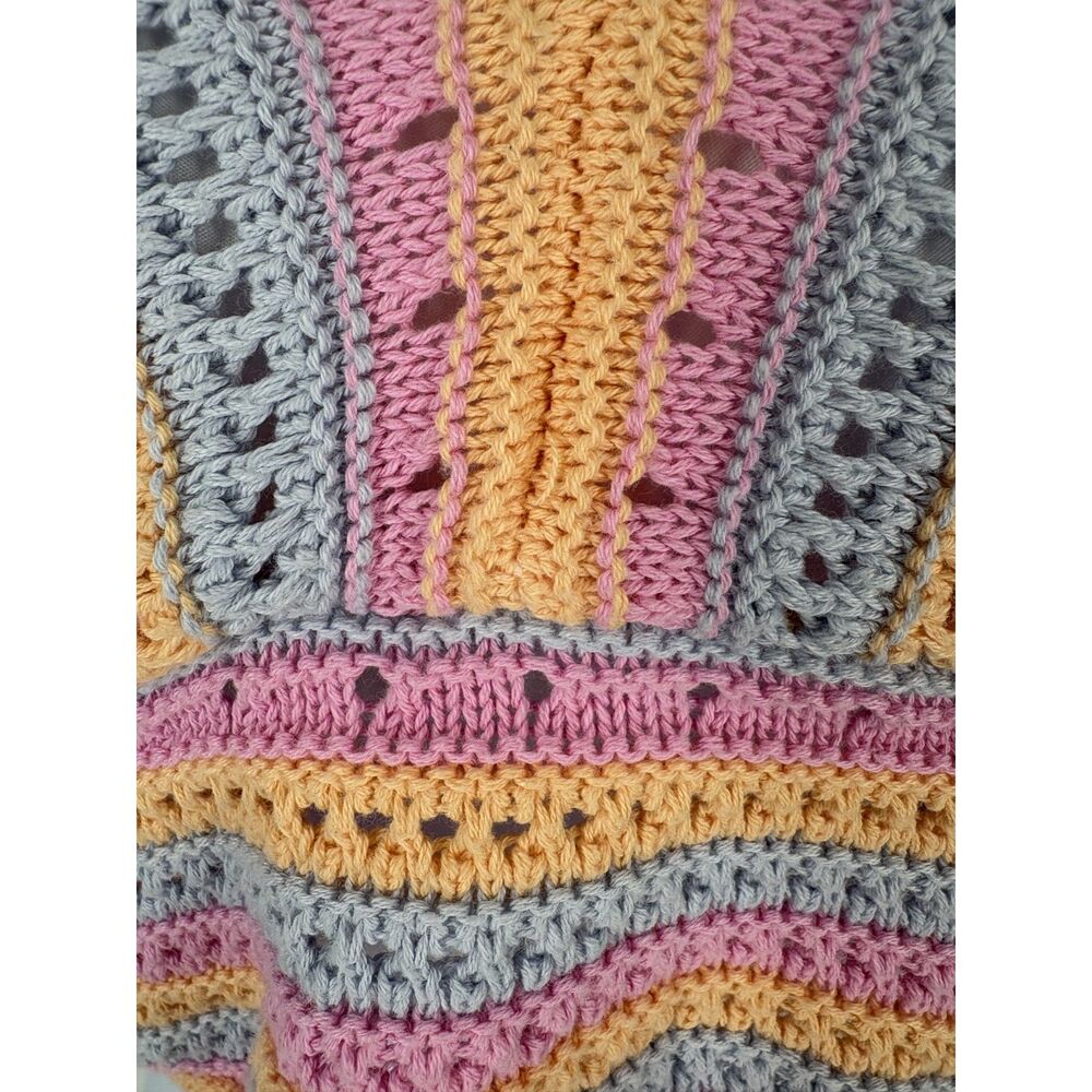 Boho Crochet Halter Crop Top | Multicolor Knit Festival Summer Top - Picture 3 of 5